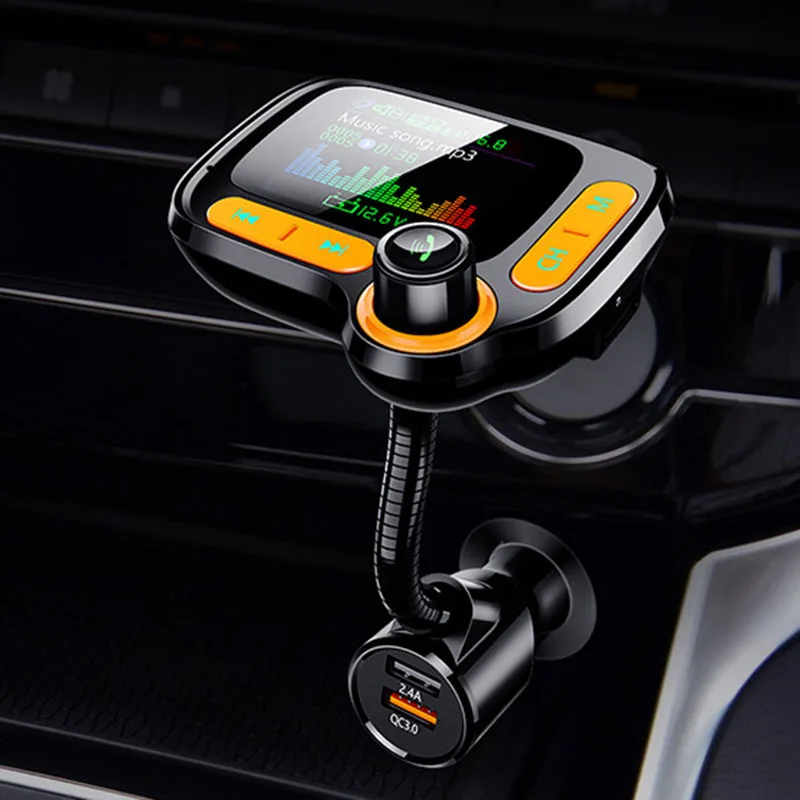 Автомобильный MP3-плеер Bluetooth автомобильный комплект fm-передатчик модулятор с цветным экраном AUX АВТО музыкальный адаптер QC 3,0 USB зарядное устройство