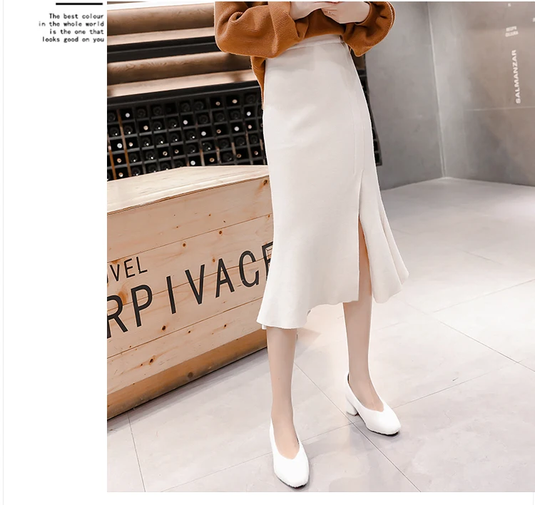 Beiyingni Mermaid Skirt Women Irregular Slim Casual Solid Color Package Hip Skirts Office Work Wear High Waist Midi Skirt Lady