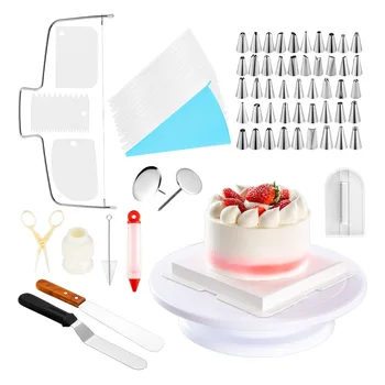 

New 73Pcs/set Cake Turntable Set Pastry Tube Fondant Tool Kitchen Dessert Baking Pastry Tools Cakes Decorating Kit Bakeware