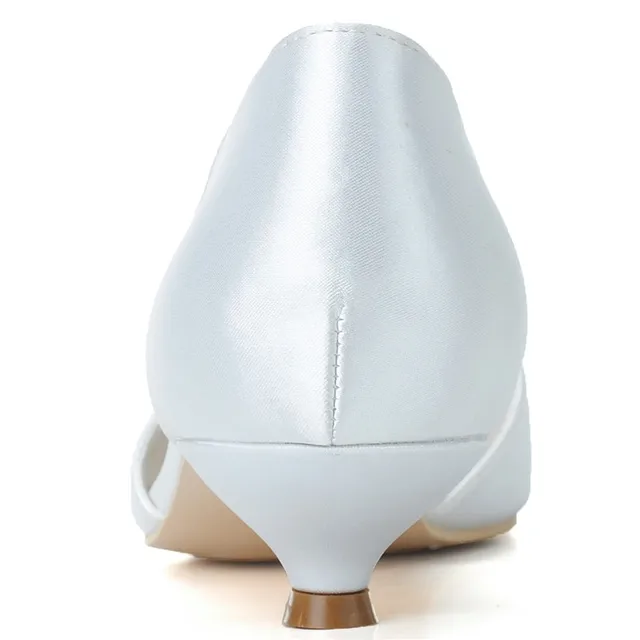 Tacchi bassi cristalli di raso scarpe da sposa per la sposa Peep