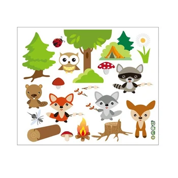 

Wall Stickers DIY Kids Forest Animals Owl Children's Room Bedroom Background Sticker Room Cartoon Wall Stickers Of Forest Zoo