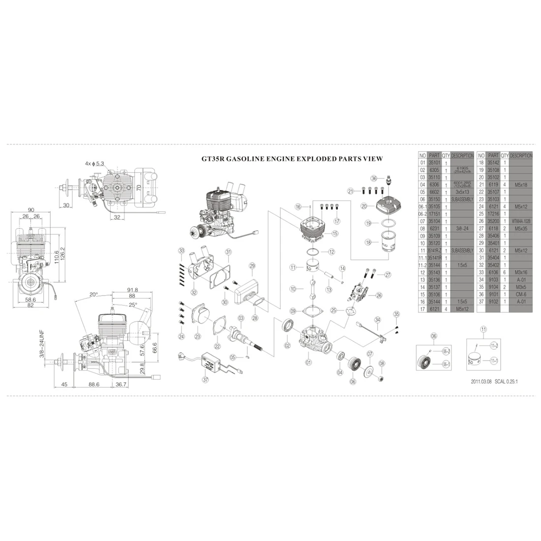 Ngh GT35 35cc одноцилиндровый двухтактный бензиновый двигатель с воздушным охлаждением для дрона с неподвижным крылом