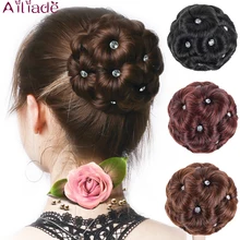 AILIADE, высокотемпературное волокно, синтетические кудрявые волосы, белый кристалл, шиньон, Пончик, зажим для волос, пучок, накладные волосы