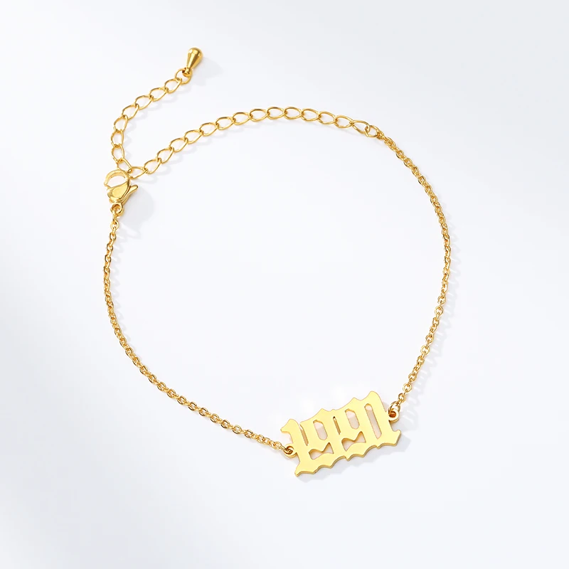 Старый английский номер браслет специальная дата год номер браслеты для женщин пользовательские ювелирные изделия 1990 до год рождения браслет