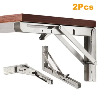 

2Pcs Brackets 8-24 inch Decorative Wall mounted Shelf Bracket 304 Stainless Steel Triangular Support Foldable Table Support