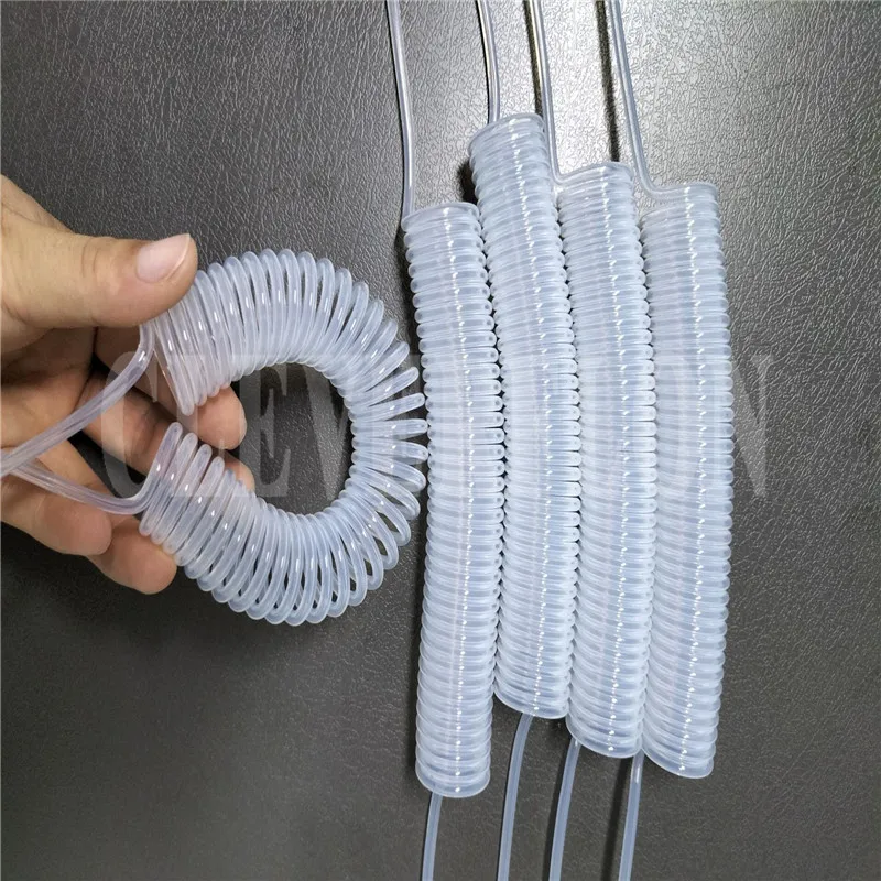 Customized size transparent Chemical resistance fluoro plastic FEP F46 PFA spiral coils tube