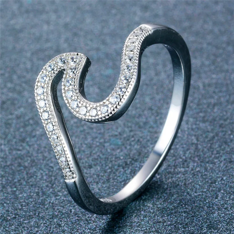 Bague Ringen 925 пробы Серебряное кольцо неправильной формы AAA циркониевое кольцо для женщин обручальные вечерние женские подарки Размер 6-10