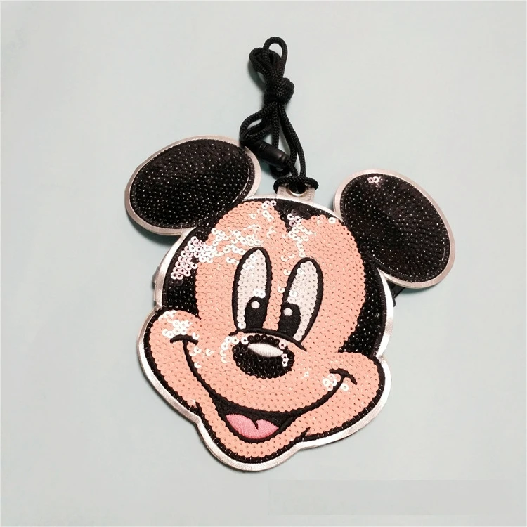 Disney с мультипликационным рисунком для хранения документов, держатель для автобуса с Микки, сертификат работы, блестящий плечевой ремень с Минни, кошелек для монет, милый держатель для карт