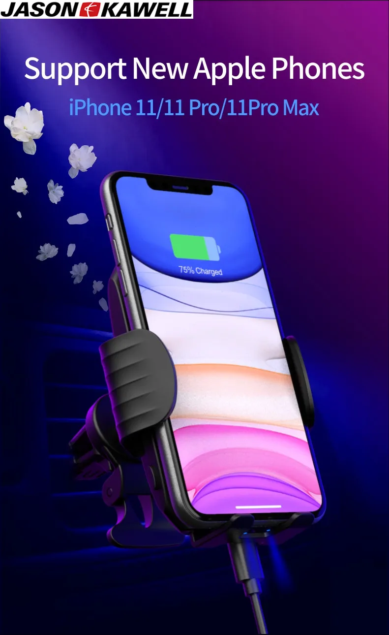 

100pcs 15W Qi Car Wireless Charger For iPhone11 Xs Max Xr X Samsung S10 S9 Infrared Fast Wirless Charging Car Phone Holder