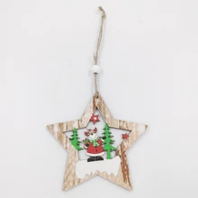 68UA – guirlande de sapin, décorations de noël, pendentif père noël, bonhomme de neige, élan, puce en bois