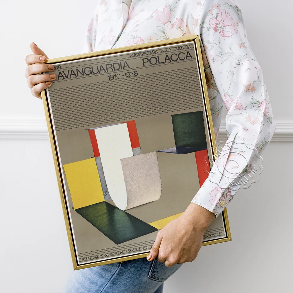 

Vintage Italian Exhibition Poster, L'avanguardia Polacca Canvas Painting, Solid Geometry Art Prints, Structuralism Home Decor