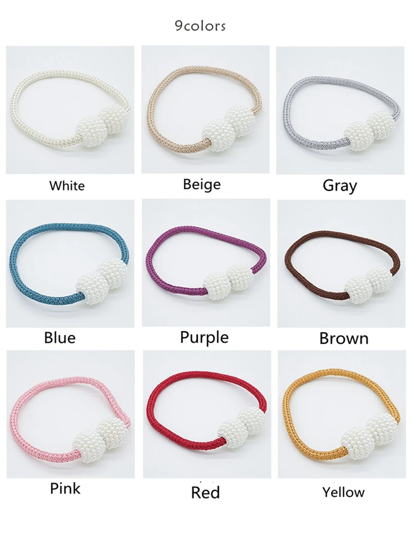 Pearl Magnetic Curtain Bandages Window Strap Buckle Magnetic Clip Home Pendant Curtain Tie Rope Window Decorative Accessories