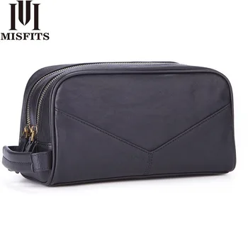 

MISFITS Luxury Designer Mens Clutch Bag 100% Cow Leather Wallets Male Hasp Vintage Multi-Functional Large Capacity Phone Bag For