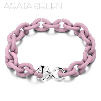 

Valentine's Day Gift Top quality Bead Pink Hard Rubber Handmade Bracelet Accessories for women Men
