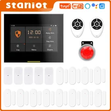 Staniot-sistema de alarma de seguridad de la casa, kit inteligente inalámbrico con WiFi, versión WIFI, Compatible con Alexa y Google Home，Con interfaz de operación en español，Soporta IOS y Android