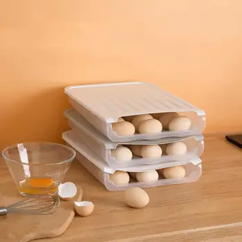 

Plastic Egg Container Kitchen Refrigerator Storage Clear Stacked Auto Scrolling Egg Holder Storage Box Rack Kitchen Supplies