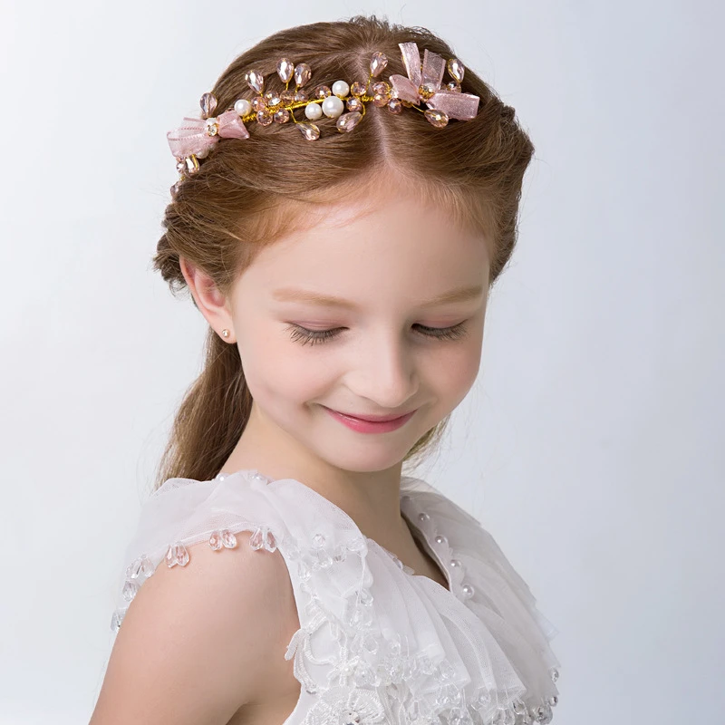 Tiara de perlas con corona de cristal para niña, tocado de princesa,  diadema para cabeza de flor, accesorios para actuaciones de baile de  cumpleaños|Accesorios para el pelo de niña| - AliExpress