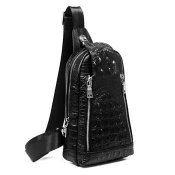 

Crocodile Men Chest Pack 100% Genuine Leather Shoulder Bags Travel Messenger Bag male Casual Alligator Chest Bags Crossbody Bag