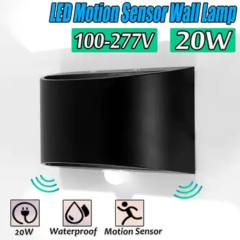 

LED Wall Light PIR Motion Sensor Outdoor & Indoor Wall Lamp White Night Light Garden Light Fixture Aluminum AC 100-277V
