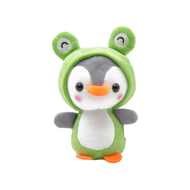1Pcs Plush Keychain Cute Penguin Bee Animal Plush Doll Pendant Keychain Ring Key Holder Bag Decor Kids Playmate Valentine Gifts green