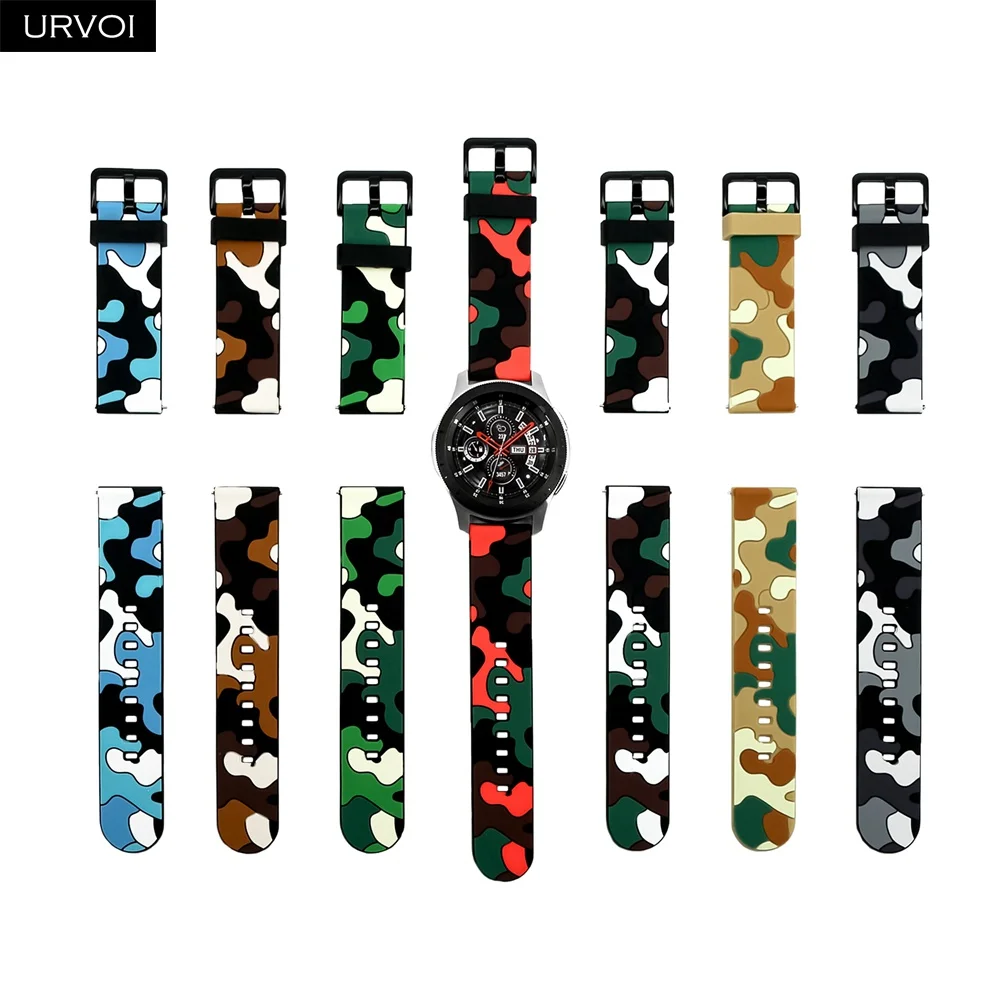URVOI силиконовый ремешок для Galaxy Watch Active 2 камуфляжный HUAWEI watch GT быстросъемный