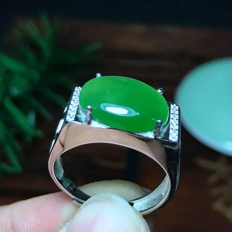 Изысканное зеленое кольцо Yangzhi Jade для мужчин, кольцо из стерлингового серебра 925 пробы, подарок на день рождения, натуральный нефрит, сильный подарок для мужчин на день рождения
