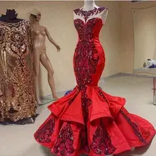 Популярное красное элегантное вечернее платье debeikleider старшее вечернее платье с блестками наклейка "Русалка" Superbe robe de soire