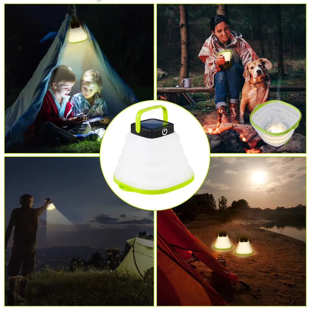 Portable Camping Light Solar Powered Lantern LED Mini Hanging Flashlight Tent Lamp USB input Collapsible Waterproof Beloved