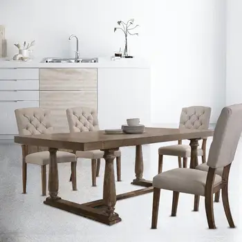 

New ACME Weathered Oak Bernard Dining Table Rectangular 4 - 8 People Home Dining Table Designer Light Luxury Wood Dining Table