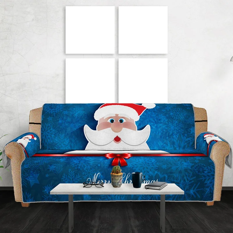 

Christmas Couch Cover Cute Santa Claus Sofa Towel Pet Dog Kid Mat Furniture Protector Removable Armrest Slipcovers 1/2/3 Seats