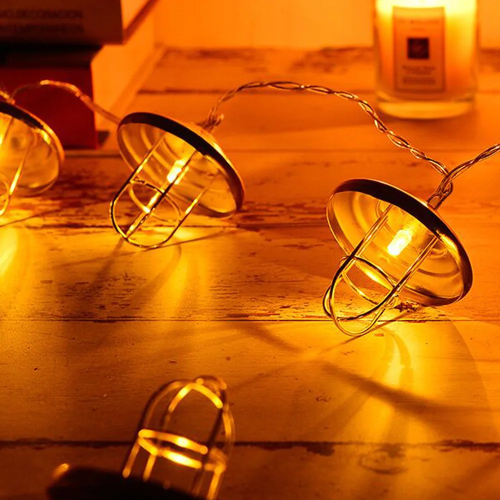 10led Металл Кованое железо абажур декоративная светящаяся гирлянда Nordic праздник спальни декоративная гирлянда
