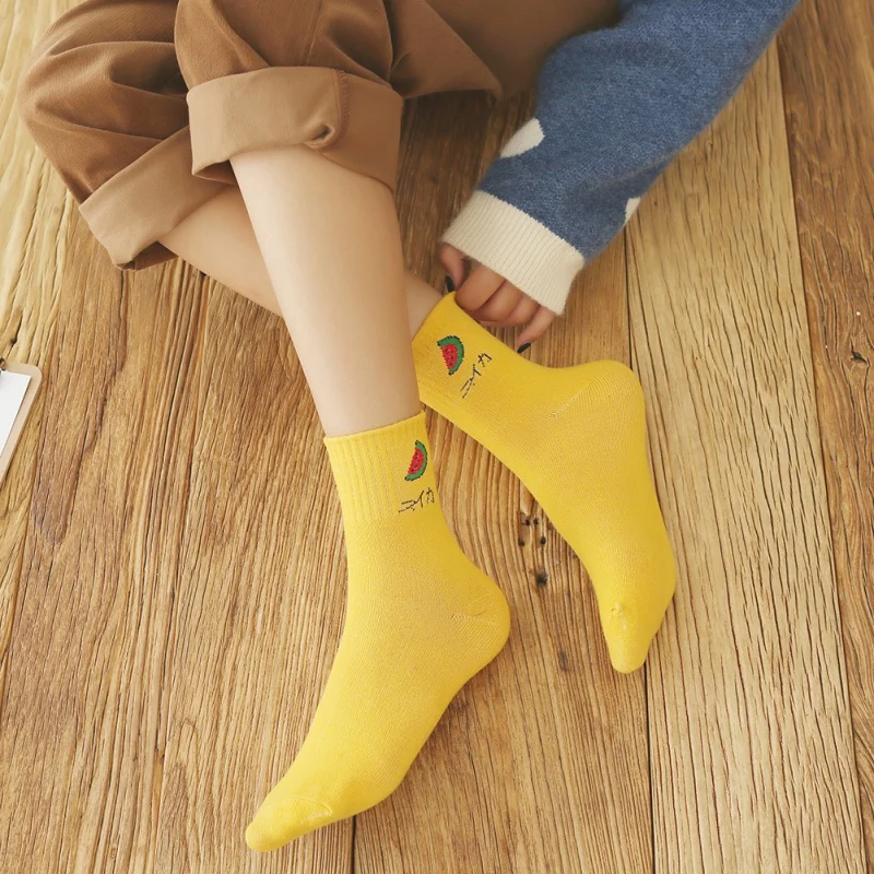 Autumn Winter 5PC Socks For Women Cotton Socks Art Funny Cartoon Print Breathable Socks Couple Socks Cheap Socks