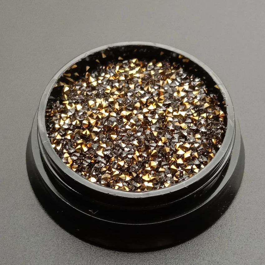 gold 1440pcs 1,2 мм хрустальные драгоценные камни микро Стразы для дизайна ногтей стеклянные стразы для украшения ногтей Стразы Unha Crystal 1440 шт - Цвет: gold 1440pcs