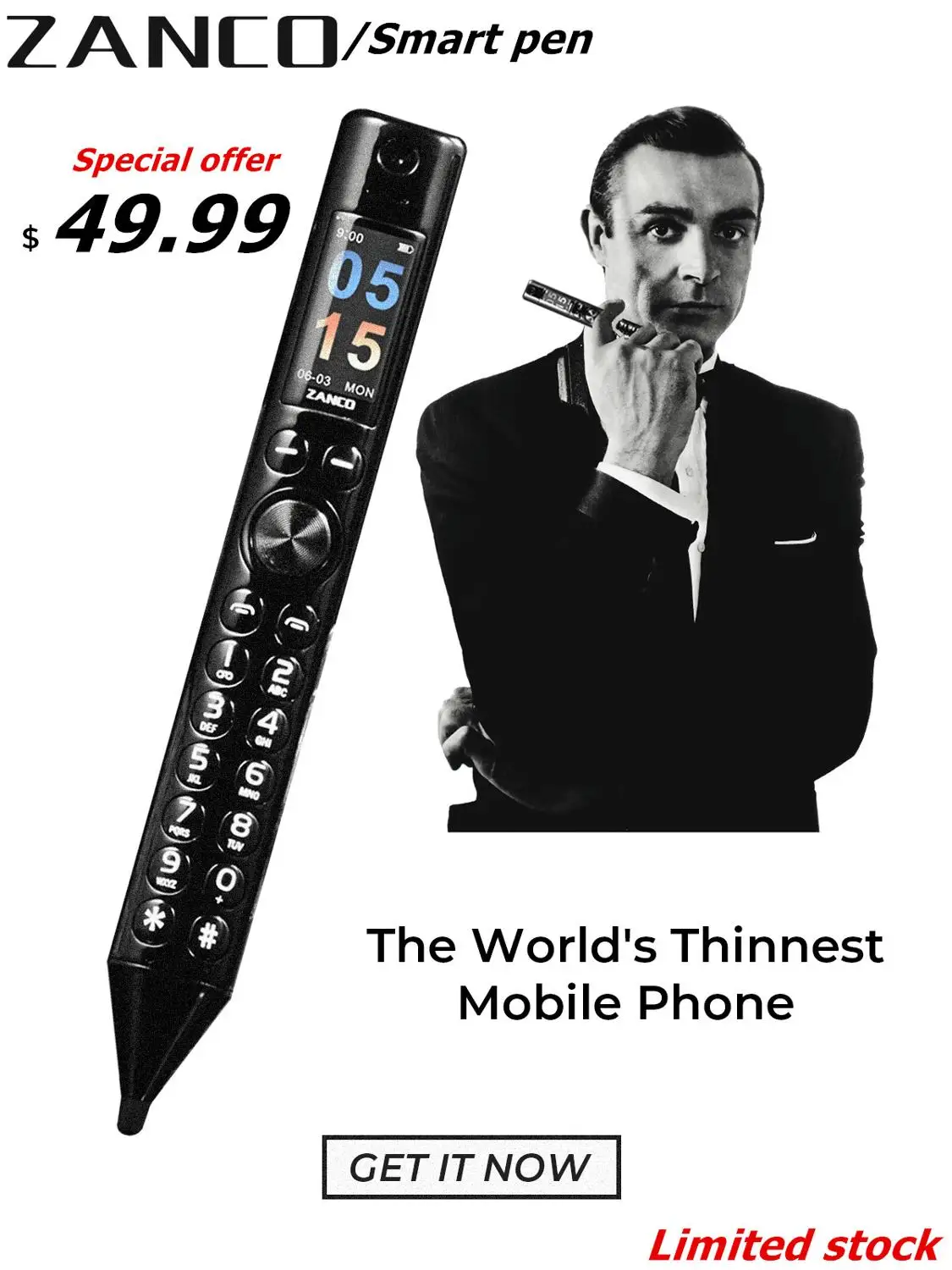 2 шт ZANCO Smart Pen World Thinnest мобильный телефон-специальное предложение портативная новая форма ручки Ручка для записи мобильного телефона