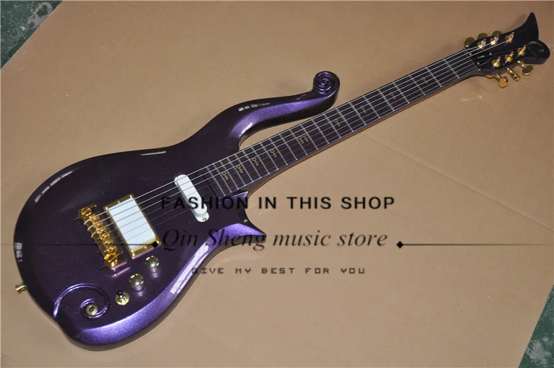 Prince Electric Guitar - Mega Discount Free Shipping White Metal Purple Irregular Electric Guitar With Prince Body Golden Hardware White Pickups Maple Neck November 2020