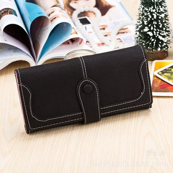 

Women's Wallet Korean Version Wallet Female Long Section Retro Matte Stitching Ladies Wallet Hand-Held Wallet