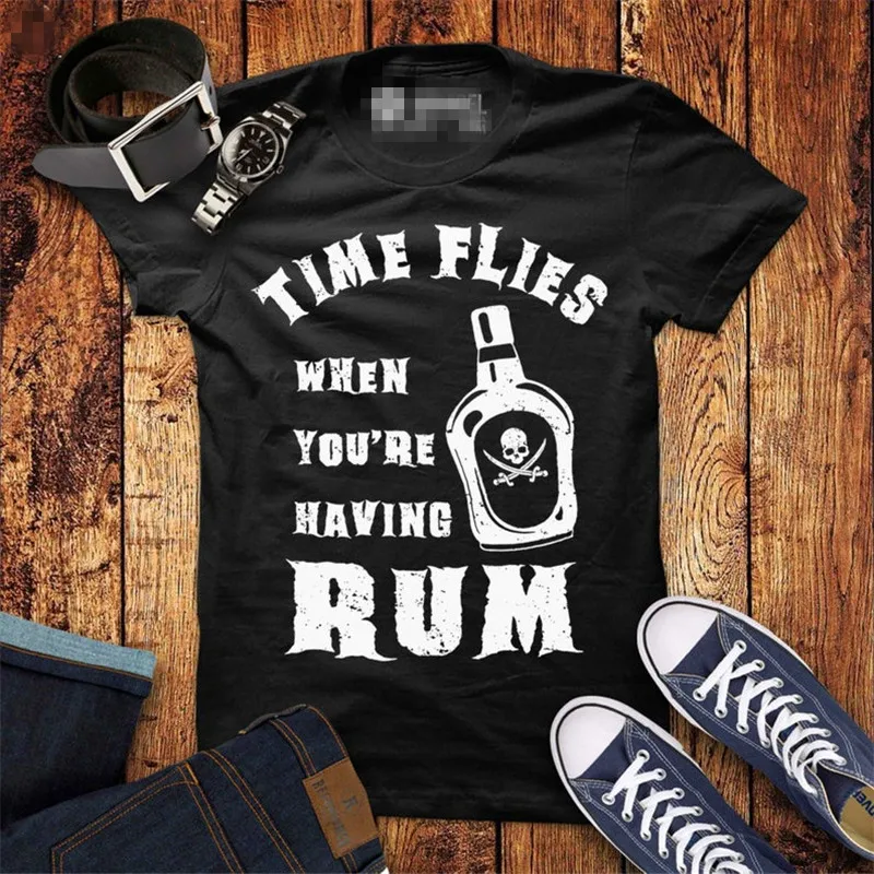 Футболка с ромом Time мухи-забавные вечерние футболки унисекс | Мужская одежда