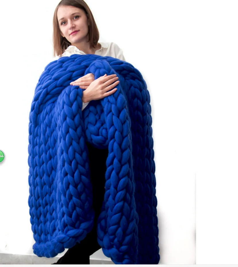 

2021 Fashion Chunky Blanket Thick Big Yarn Decorative Throw Mats 100% Acrylic Sofa Bed Blanket Almofadas Textiles Chair Sofa Dec