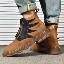 Мужская прогулочная обувь; мужские Ботильоны; зимняя теплая обувь; мужские мотоциклетные ботинки с высоким берцем; короткие плюшевые зимние ботинки на меху; Ботинки martin