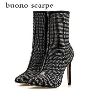 

New Women's Rhinestone High Heel Boots Fashion Sexy Booties