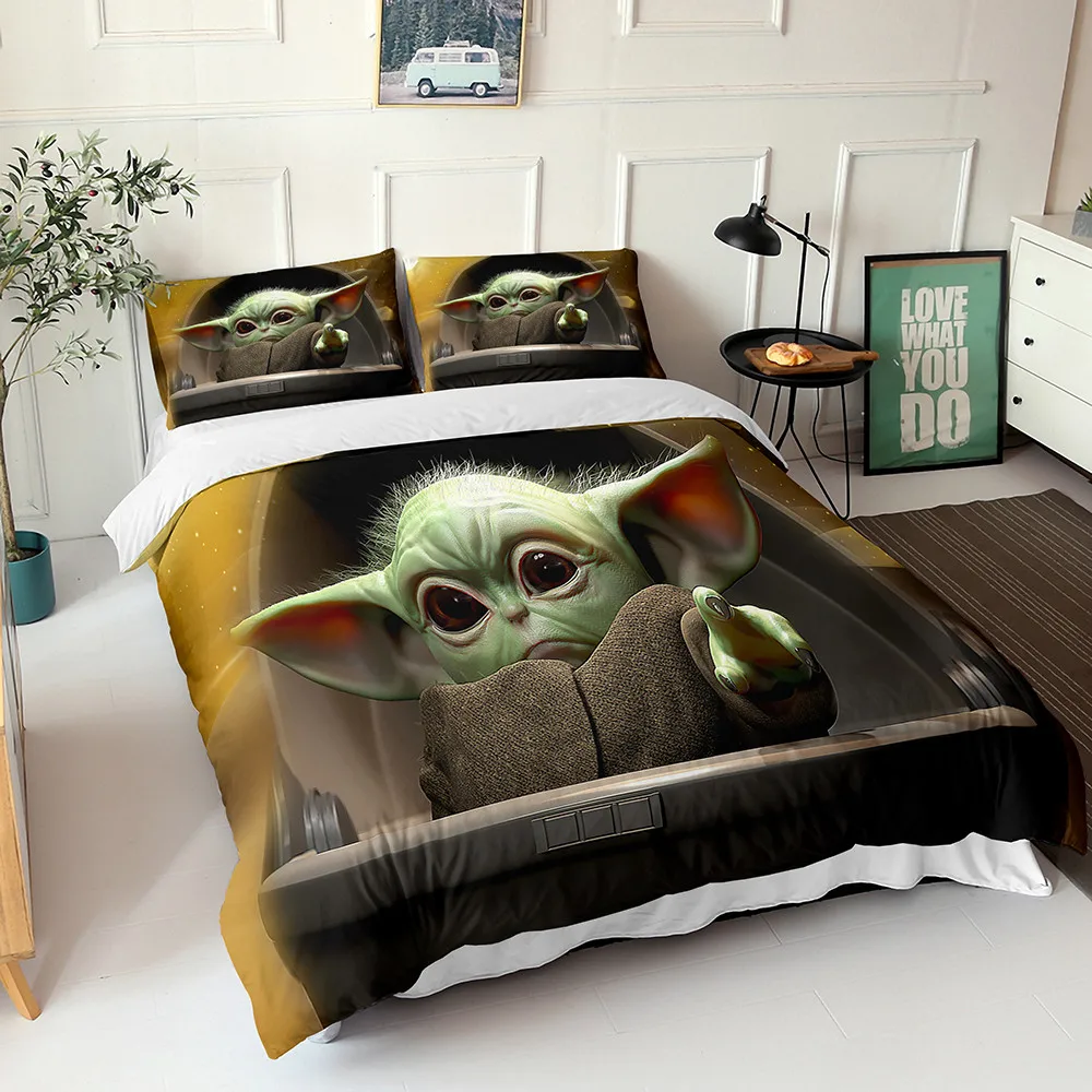 SMNVCKJ Juego de cama infantil de Star Wars con funda de edredón y funda de almohada 10,135 x 200 cm microfibra para niños y niñas impresión digital 3D 