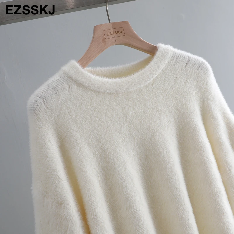 Теплый осенне-зимний большой толстый свитер из норкового кашемира, меховое Женское пальто poullovers, Женский Повседневный теплый свитер, джемпер