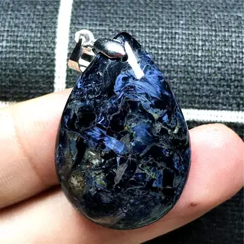 

Top Natural Blue Pietersite Necklace Pendant For Woman Man Crystal 31x22x7mm Beads Water Drop Namibia Energy Stone Jewelry AAAAA