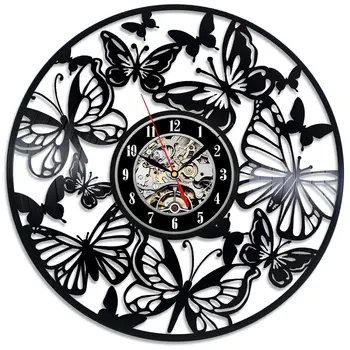 

Vinyl Wall Clock Vintage Modern Design Butterfly Living Room Decoration Unique Watch Wall Clocks Home Decor Silent 12 inch