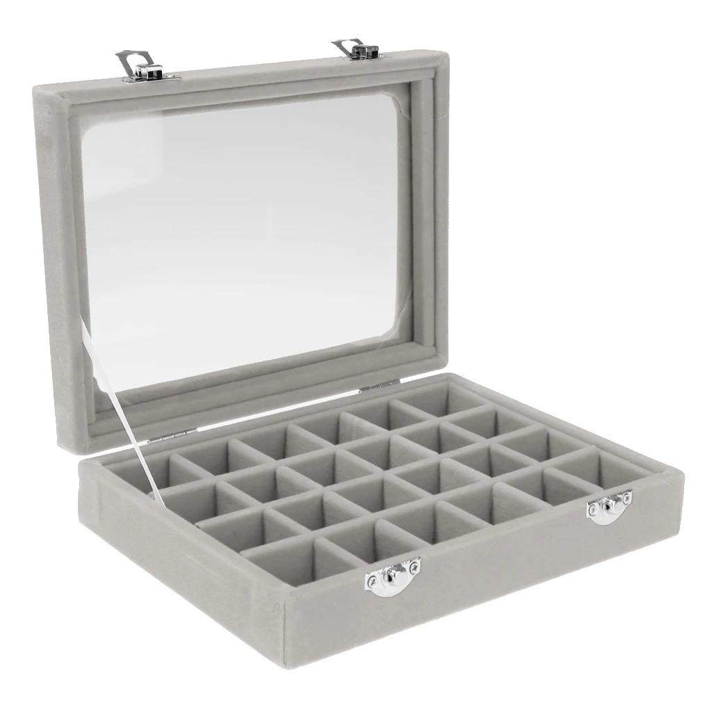 Wooden Velvet Jewelry Necklace Rings Earrings Storage Display Box Case Organizer Gift