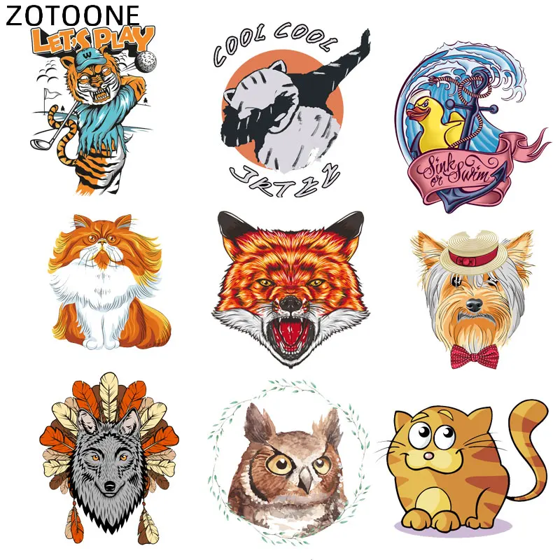

ZOTOONE Animal Patches Iron on Dog Patch for Clothes Wolf Tiger Stickers for Kids Heat Transfers Applications DIY Appliques E