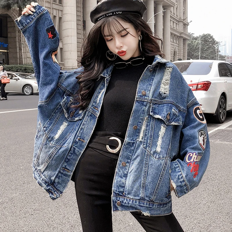 harajuku embroidery denim single 