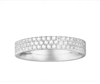 

Luxurious 925 Sterling silver Stone Rings for Women Elegant 3 Rows Pave setting Simulated Diamond Wedding Band ring set Jewelry