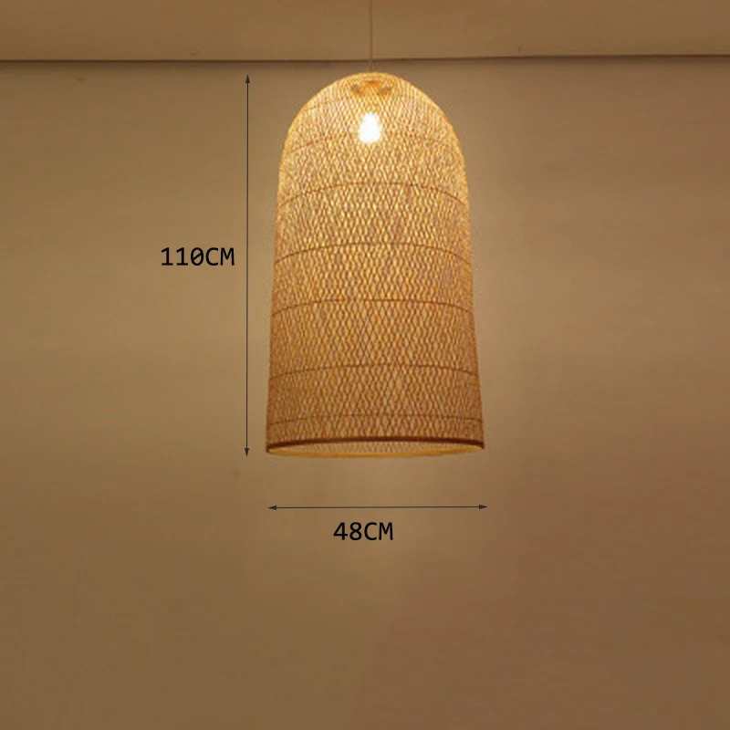 Современная бамбуковая лампа художественный подвесной светильник ing ресторан отель Подвесная лампа из ротанга для гостиной подвесной светильник Кухонные светильники - Цвет корпуса: E 48CM