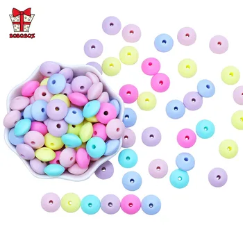 

BOBO.BOX Lentil Silicone Teether 12mm 50pcs Silicone Beads DIY Bead Teething Nursing Necklace Food Grade Silicone Abacus Beads